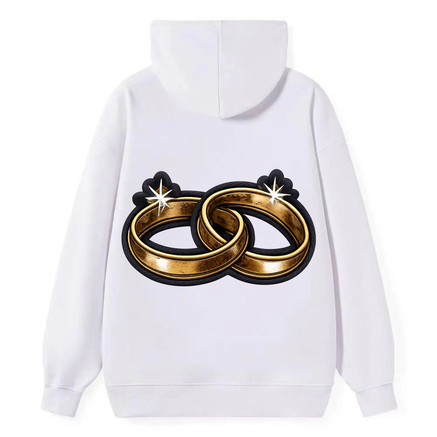 WEDDING RINGS - interlocked bands in gold , marriage - Classic Pullover Hoodie - White