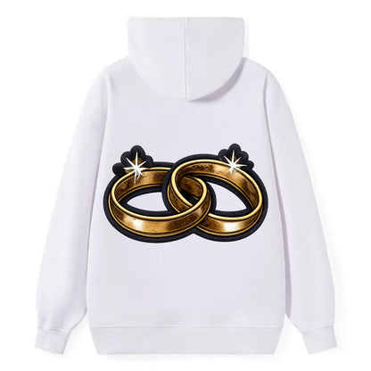 WEDDING RINGS - interlocked bands in gold , marriage - Classic Pullover Hoodie - White