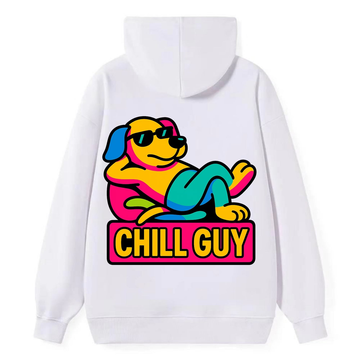 Super relaxed dog character lounging unbothered - "Chill Guy" meme - Classic Pullover Hoodie - White