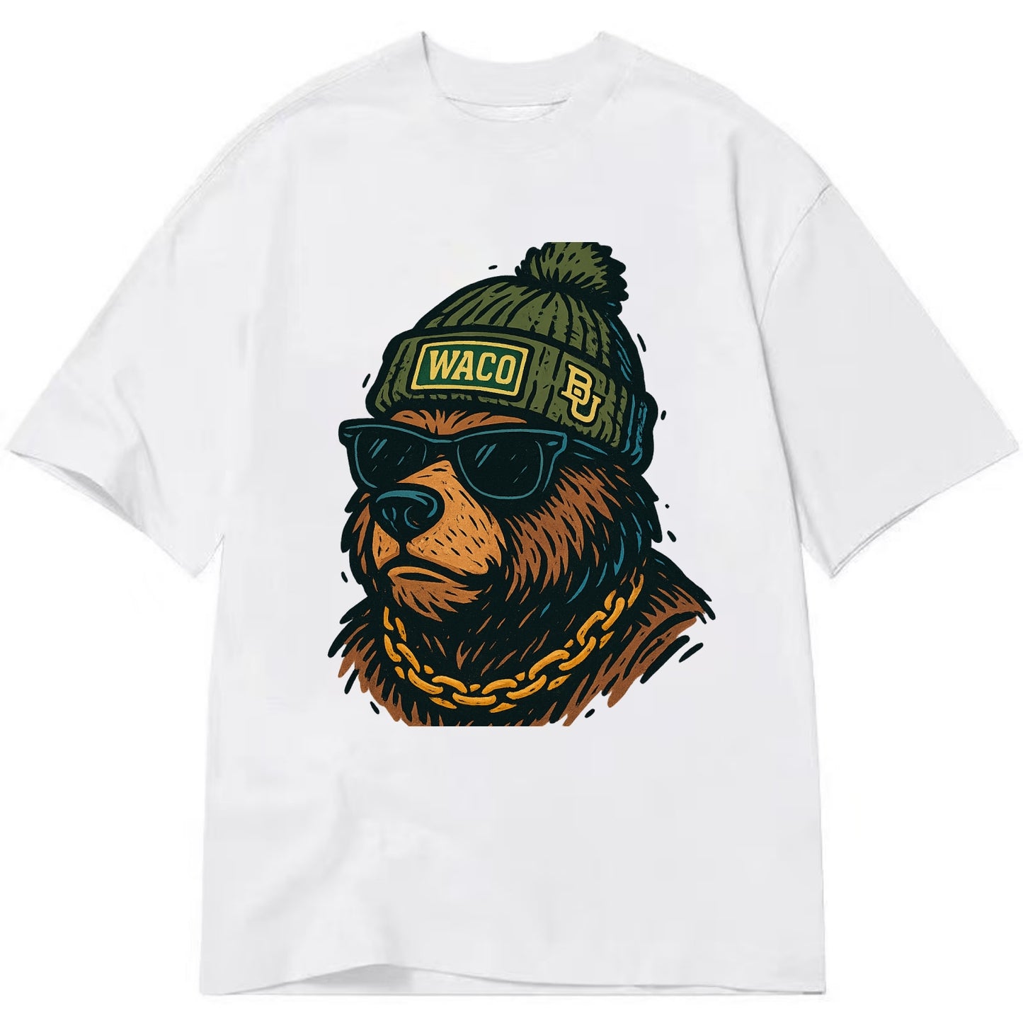 Waco Bear wearing Baylor beanie with BU patch - Classic T-shirt - White