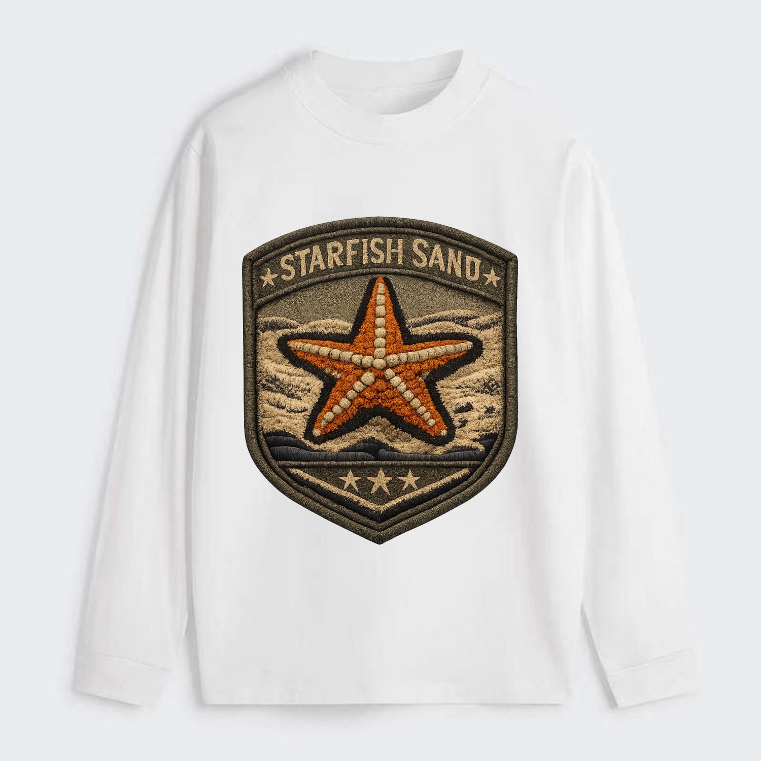 STARFISH SAND - sea star in orange and tan , beachcomber - Classic Long Sleeve Shirt - White