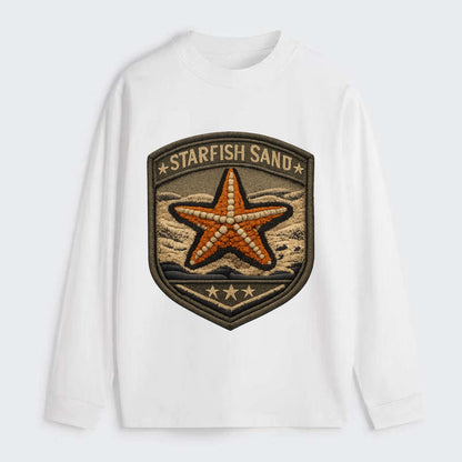 STARFISH SAND - sea star in orange and tan , beachcomber - Classic Long Sleeve Shirt - White