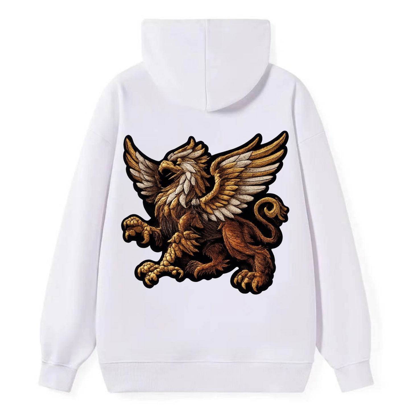 GRIFFIN BEAST - lion eagle hybrid in gold and brown , heraldic - Classic Pullover Hoodie - White