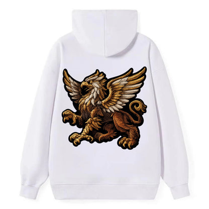 GRIFFIN BEAST - lion eagle hybrid in gold and brown , heraldic - Classic Pullover Hoodie - White