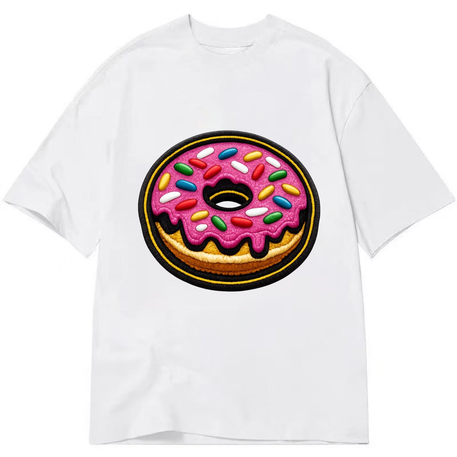 DONUT SPRINKLES - glazed donut with sprinkles in pink and rainbow , sweet treat - Classic T-shirt - White