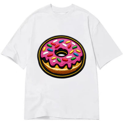 DONUT SPRINKLES - glazed donut with sprinkles in pink and rainbow , sweet treat - Classic T-shirt - White