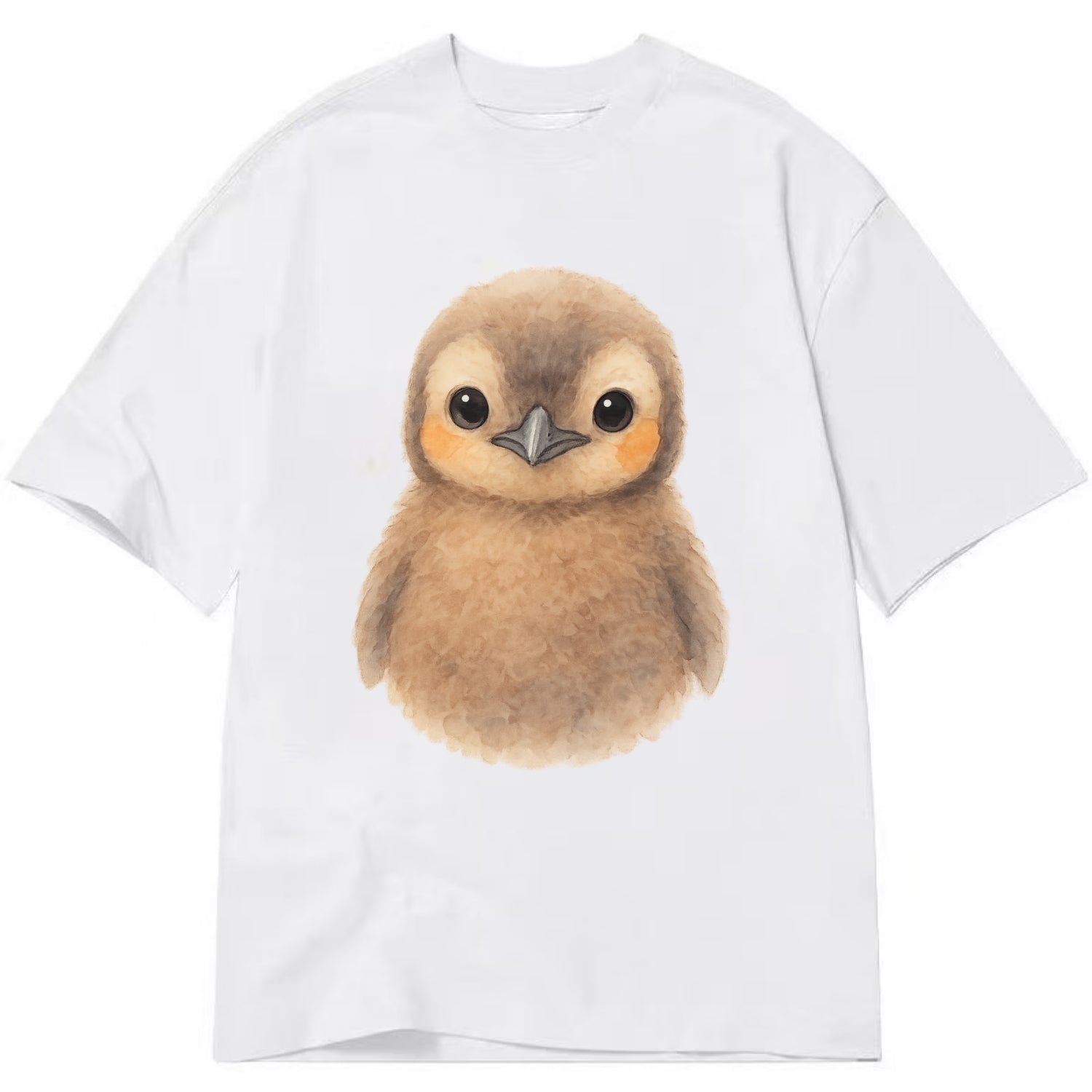 Baby King Penguin - orange cheek patches, fluffy brown, large eyes, front-facing, - Classic T-shirt - White