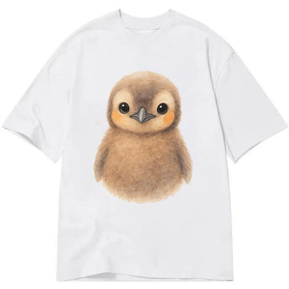 Baby King Penguin - orange cheek patches, fluffy brown, large eyes, front-facing, - Classic T-shirt - White