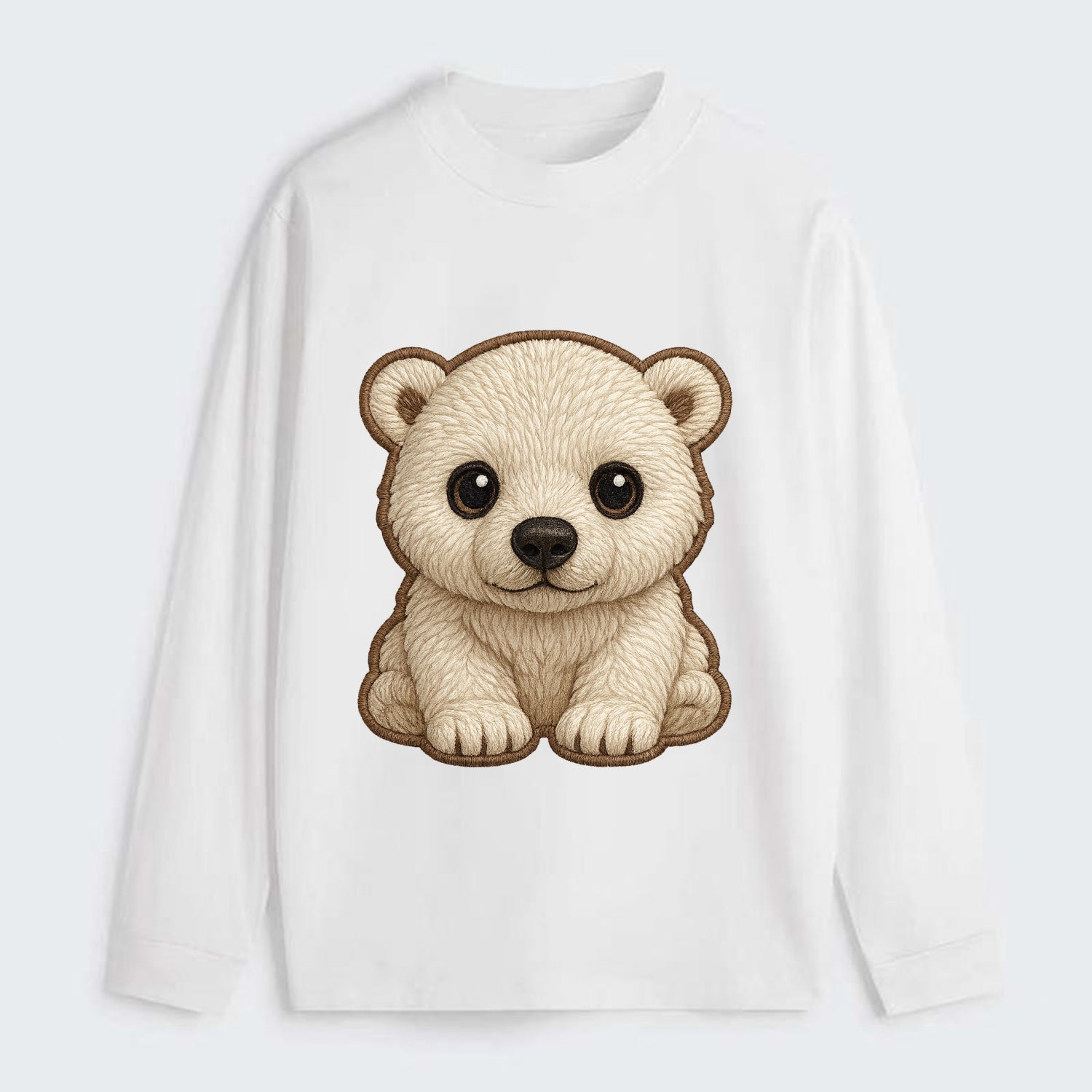 Baby Polar Bear Cub - white fluffy, black nose, dark curious eyes, - Classic Long Sleeve Shirt - White