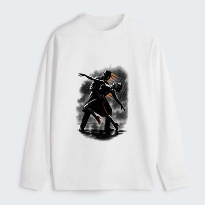 romantic dance pose with woman lifted in the air at lakeside - Classic Long Sleeve Shirt - White