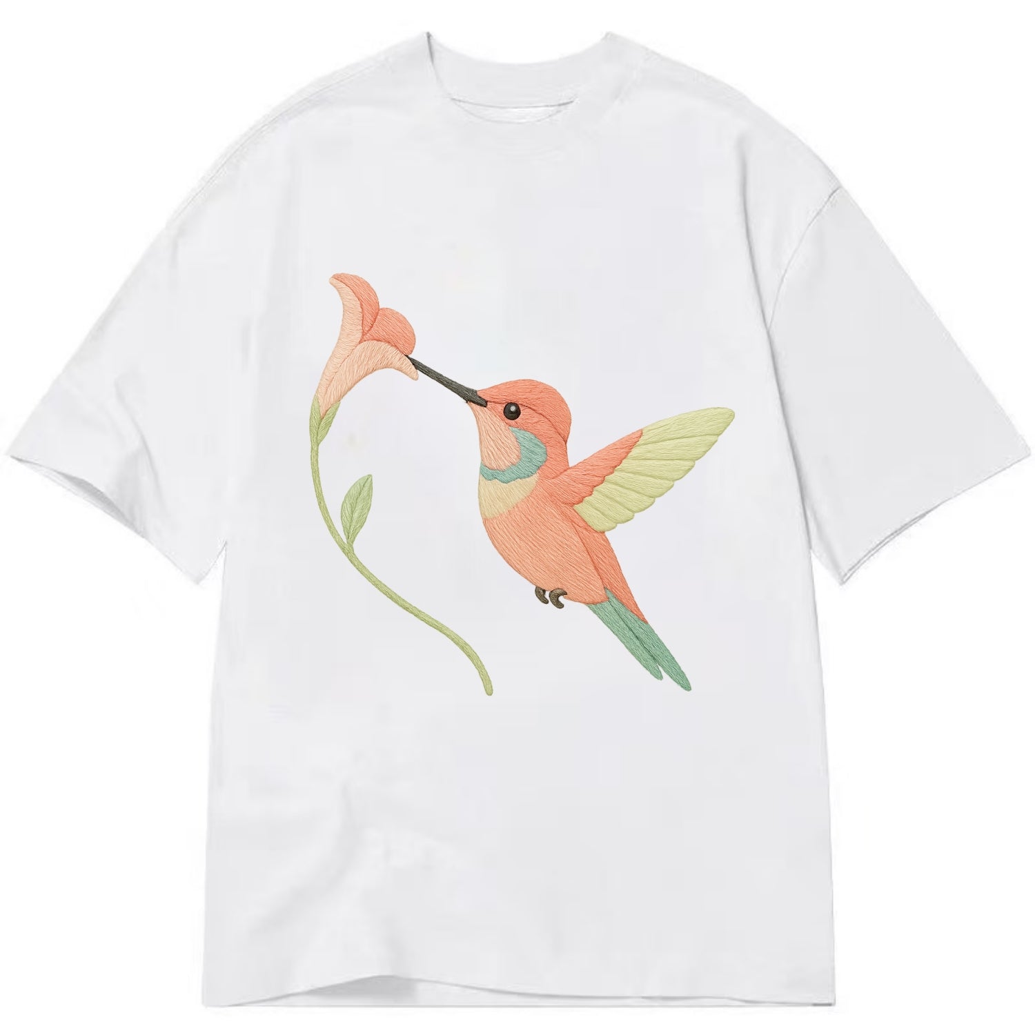 Coral Hummingbird - Classic T-shirt - White