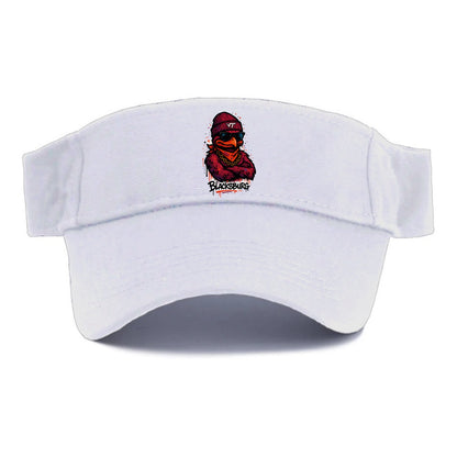 Blacksburg HokieBird wearing Virginia Tech beanie with VT patch - Visor - White
