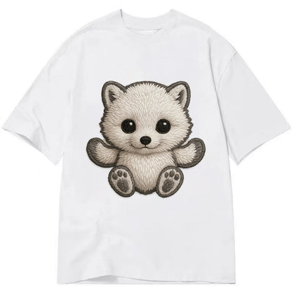 Baby Arctic Fox - white fluffy, tiny black nose, bright curious eyes, - Classic T-shirt - White