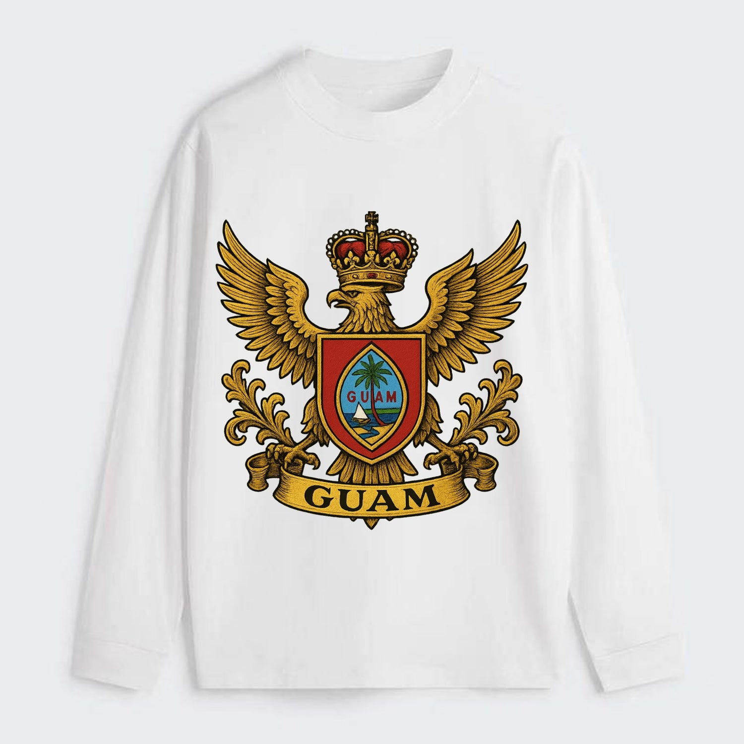 Guam Heritage Badge  - Classic Long Sleeve Shirt - White