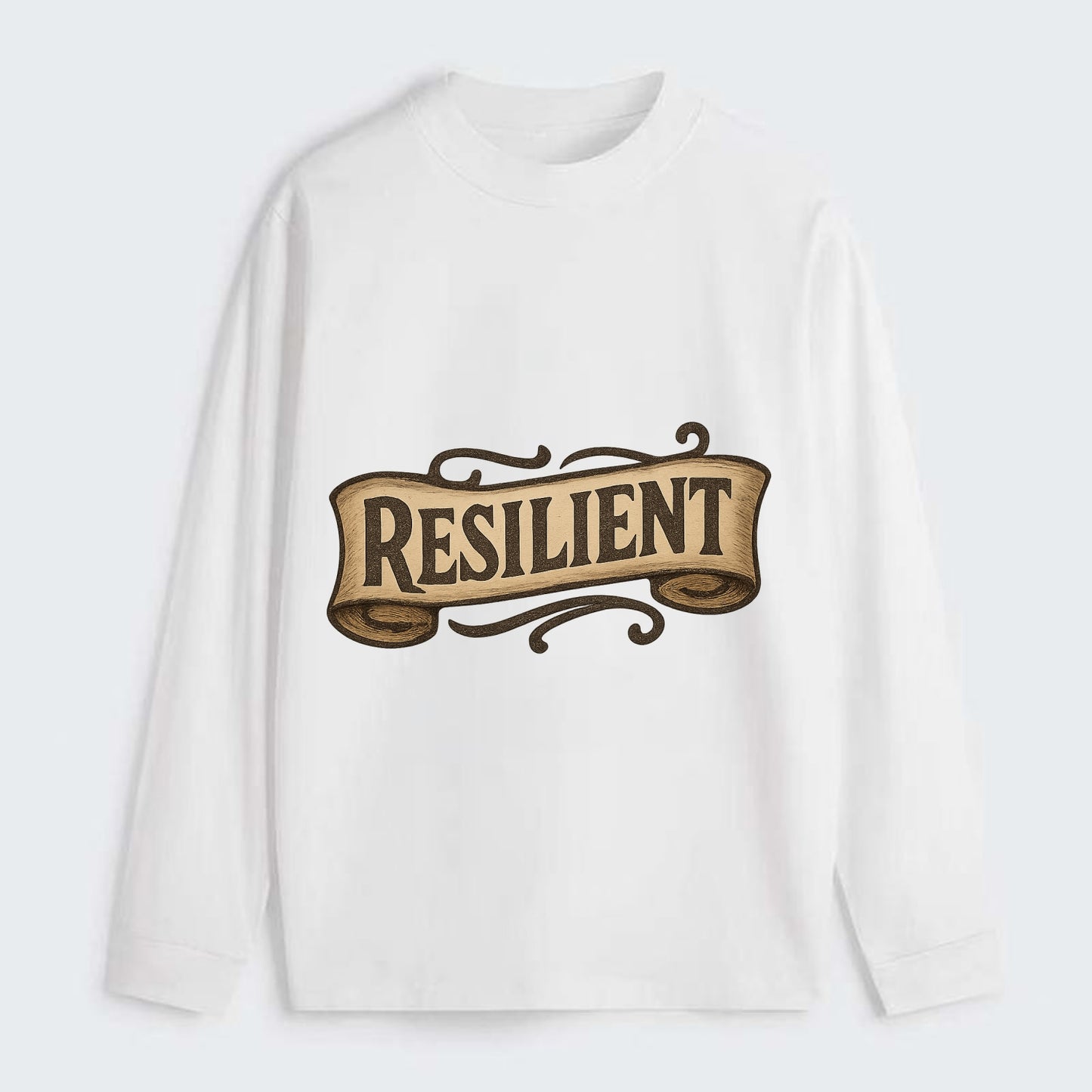 Bold typography design - "RESILIENT" - bouncing back, unbreakable spirit - Classic Long Sleeve Shirt - White