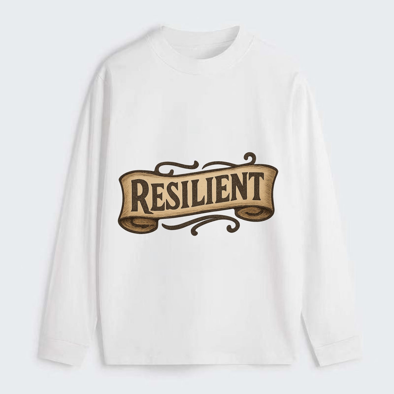 Bold typography design - "RESILIENT" - bouncing back, unbreakable spirit - Classic Long Sleeve Shirt - White