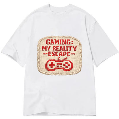 GAMING: MY REALITY ESCAPE - red game escape - red - gaming reality escape - Classic T-shirt - White