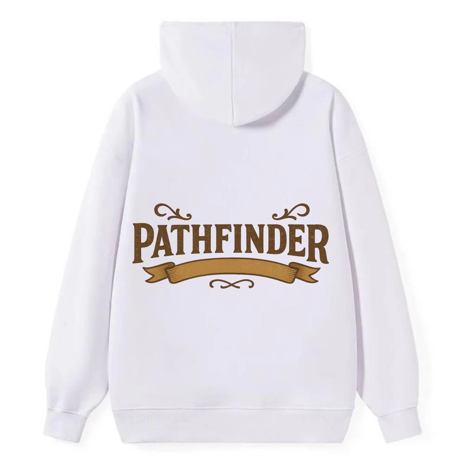 Bold typography design - "PATHFINDER" - finding the way, leading others - Classic Pullover Hoodie - White