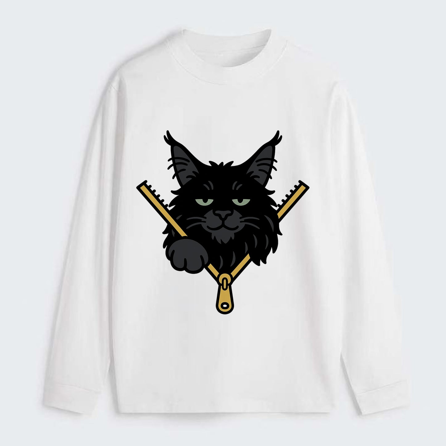Black Maine Coon - Classic Long Sleeve Shirt - White