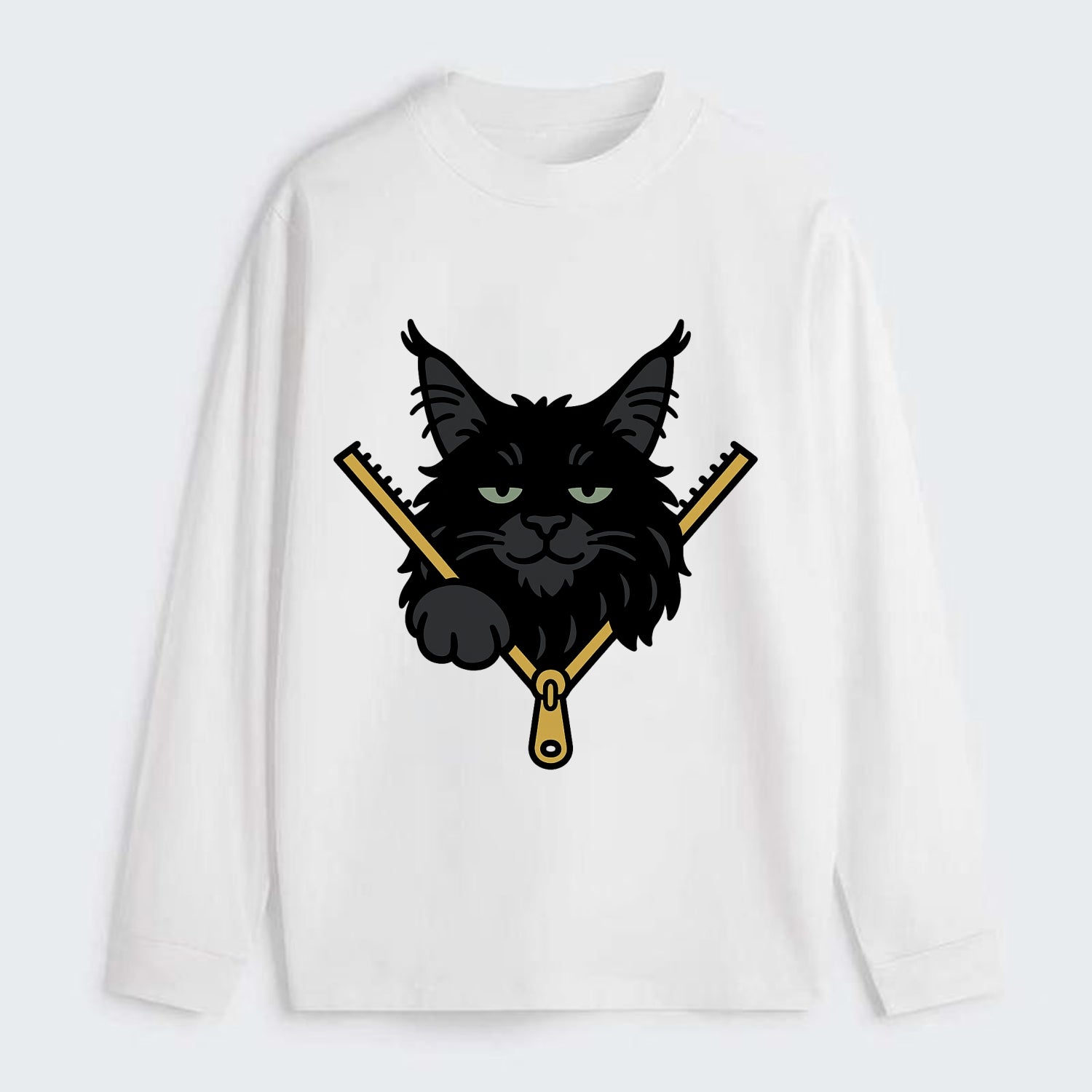 Black Maine Coon - Classic Long Sleeve Shirt - White