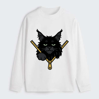 Black Maine Coon - Classic Long Sleeve Shirt - White