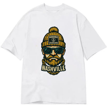 Nashville Commodore wearing Vanderbilt beanie with anchor patch - Classic T-shirt - White