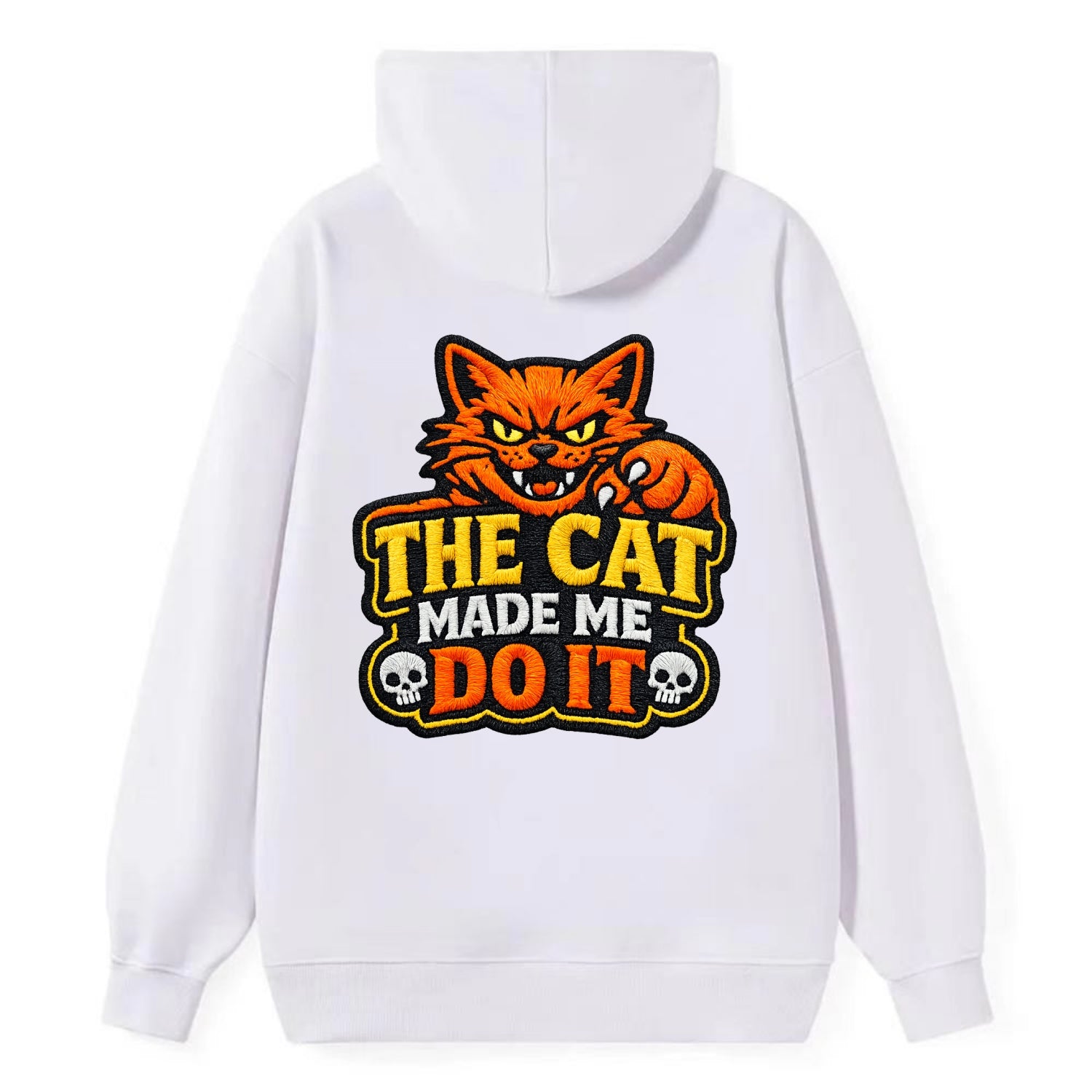 THE CAT MADE ME DO IT - mischievous cat in orange , blame the cat - Classic Pullover Hoodie - White