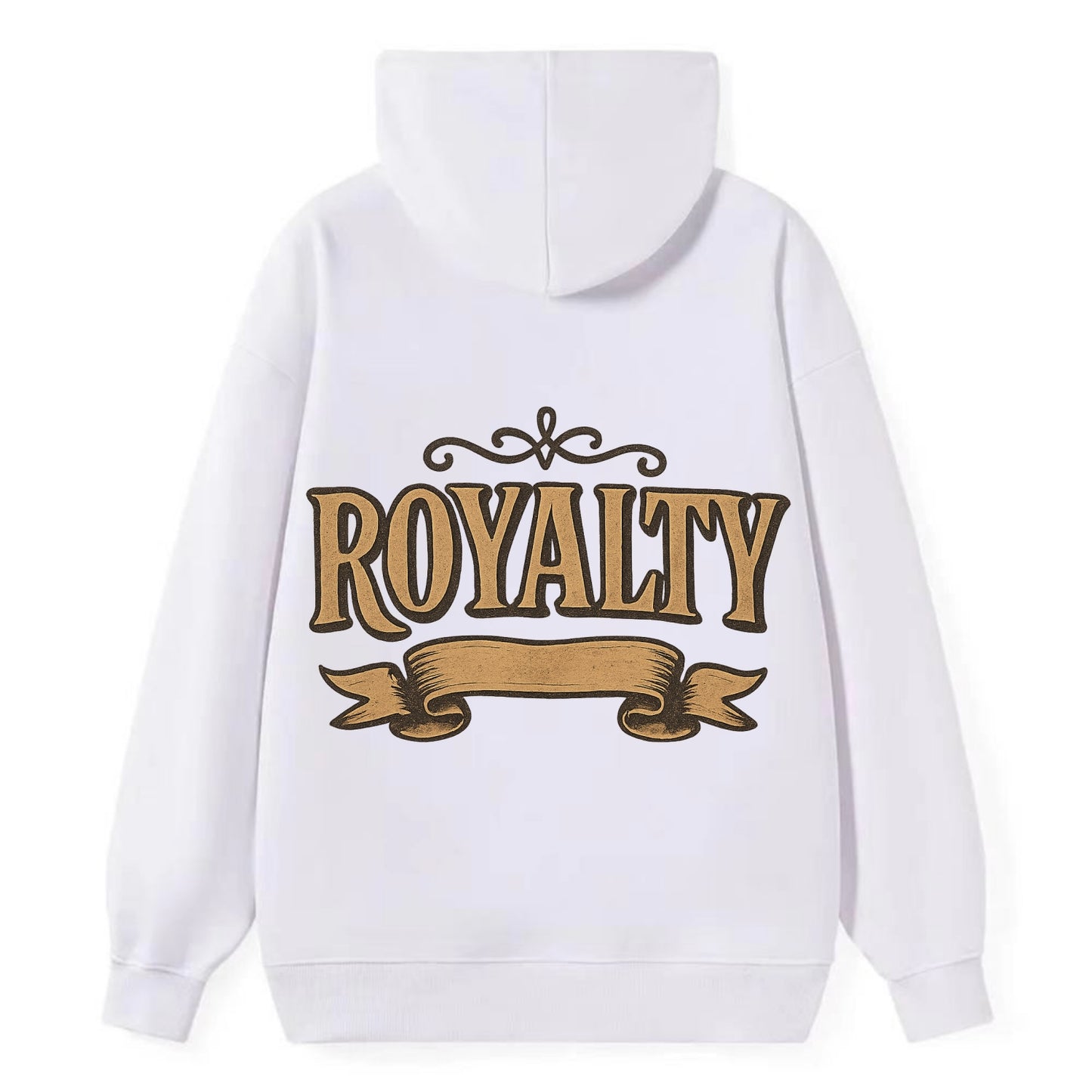 Bold typography design - "ROYALTY" - regal bearing, noble spirit - Classic Pullover Hoodie - White