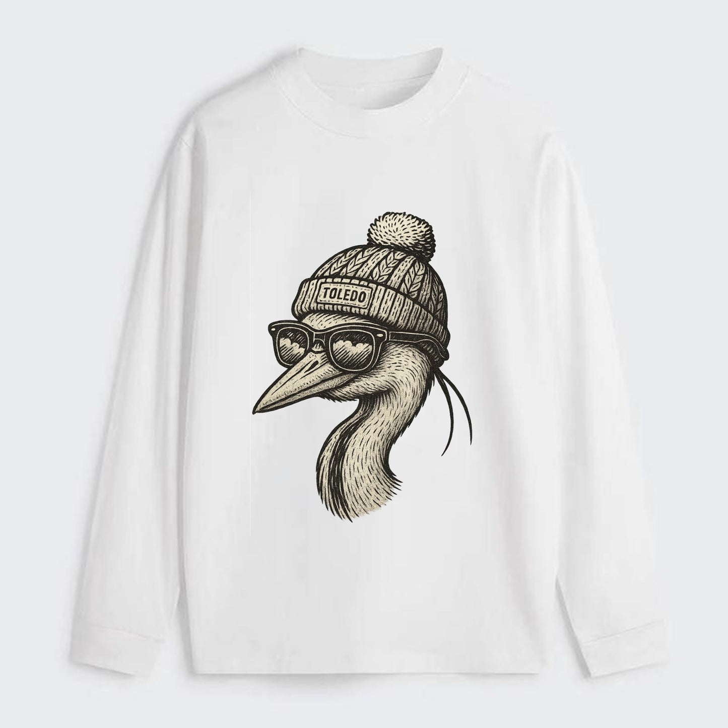 Toledo Great Blue Heron wearing Toledo b - Classic Long Sleeve Shirt - White