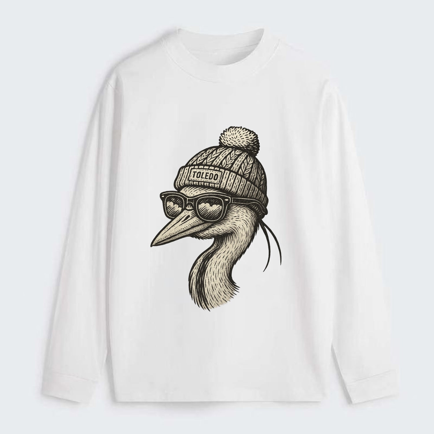 Toledo Great Blue Heron wearing Toledo b - Classic Long Sleeve Shirt - White