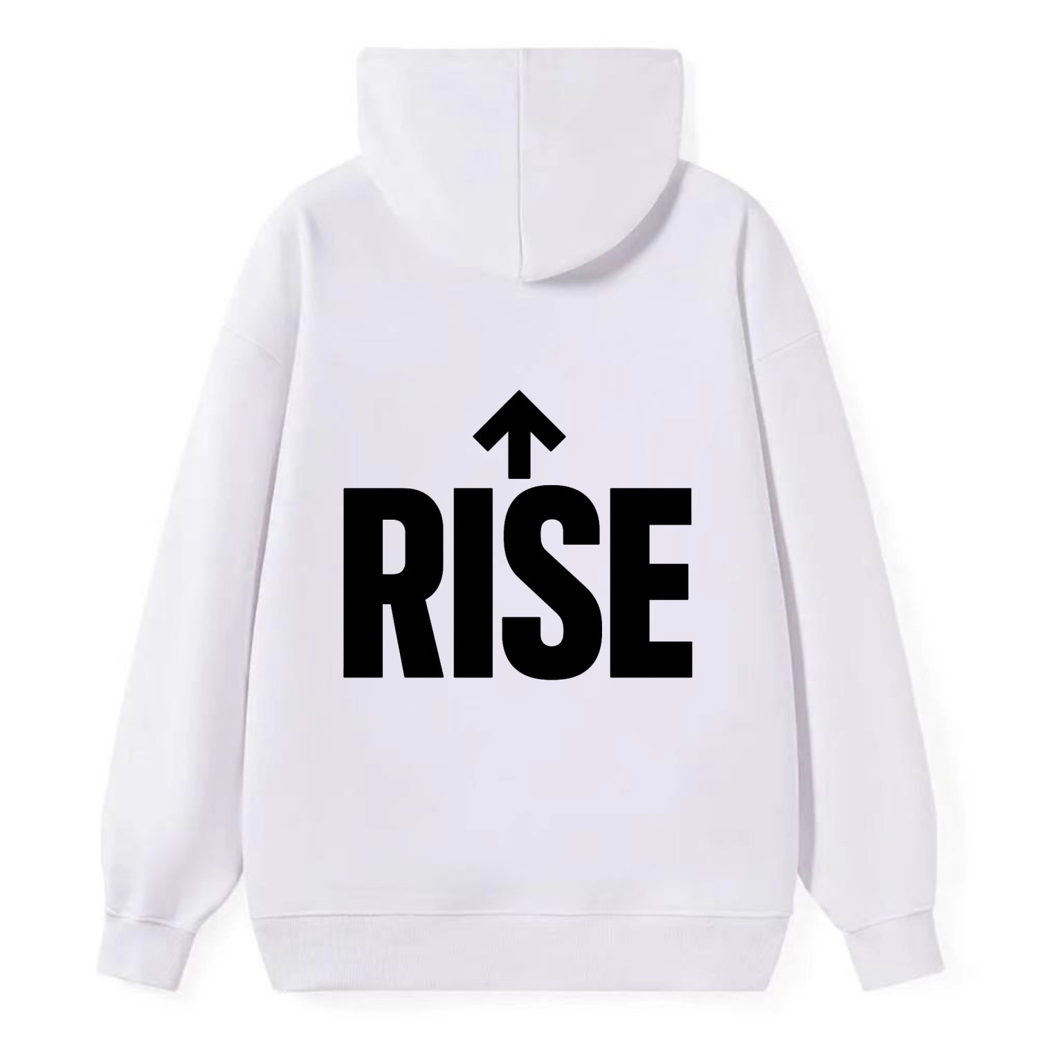 Bold typography design - "RISE" - getting up, ascending, elevating - Classic Pullover Hoodie - White