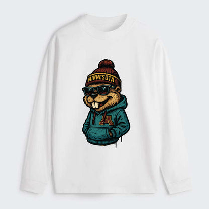 Minneapolis Gopher wearing Minnesota beanie with M patch - Classic Long Sleeve Shirt - White