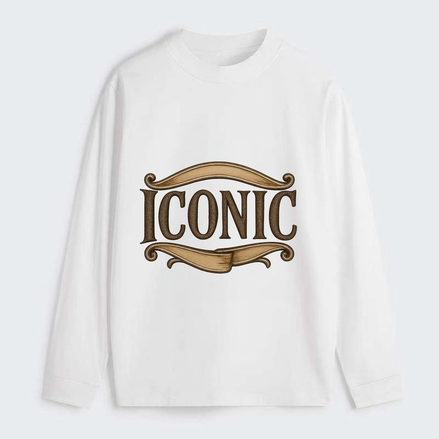 Bold typography design - "ICONIC" - instantly recognizable, trendsetter - Classic Long Sleeve Shirt - White