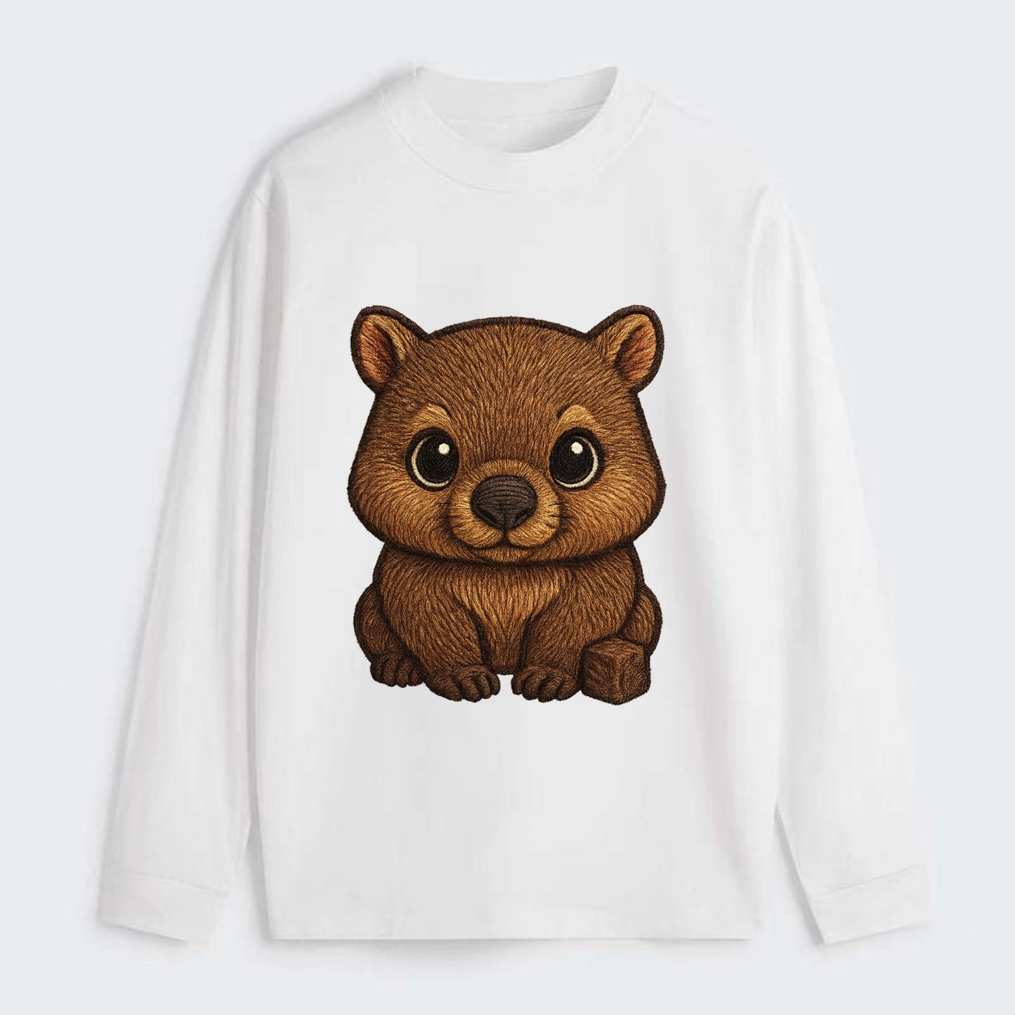 Baby Wombat - brown fur, square nose, small ears, dark eyes, - Classic Long Sleeve Shirt - White