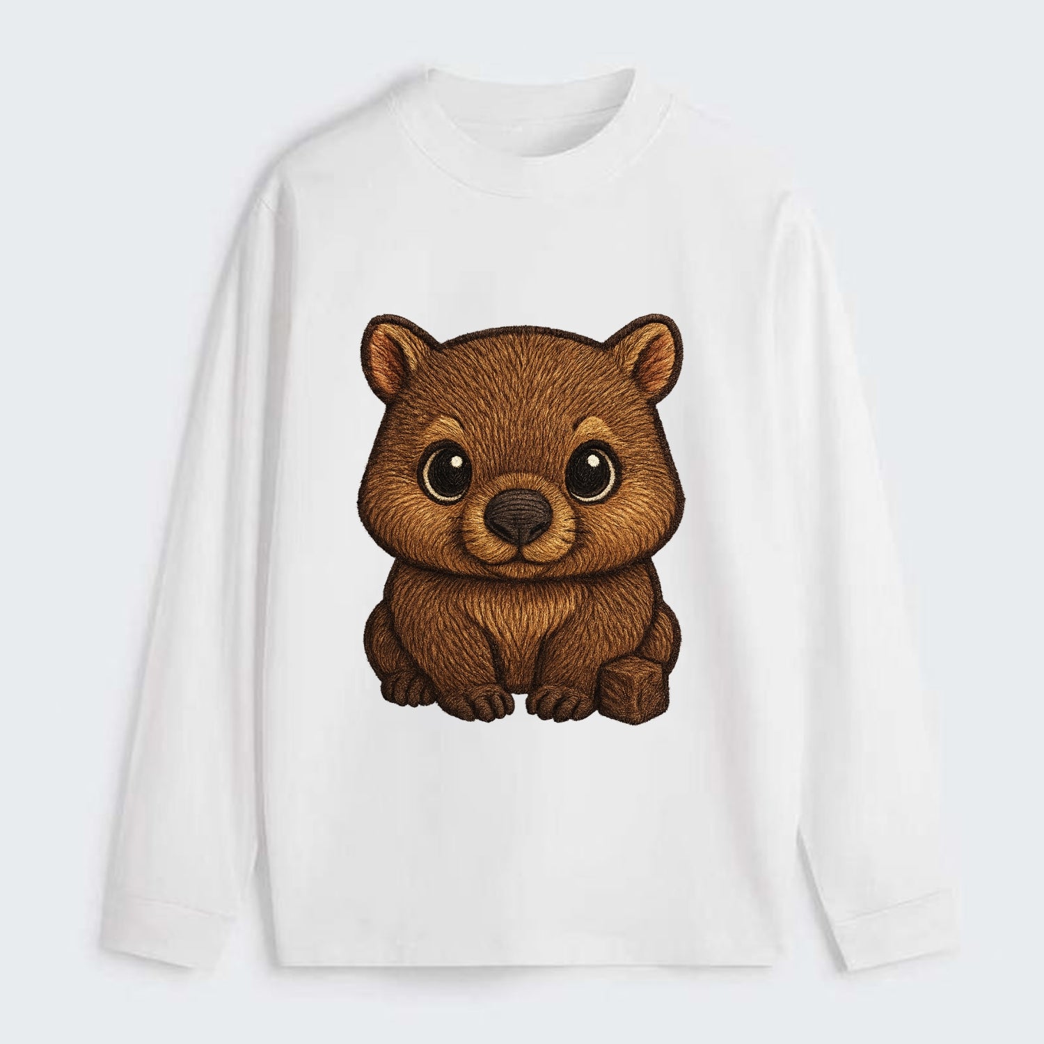Baby Wombat - brown fur, square nose, small ears, dark eyes, - Classic Long Sleeve Shirt - White