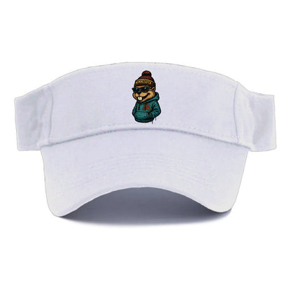 Minneapolis Gopher wearing Minnesota beanie with M patch - Visor - White
