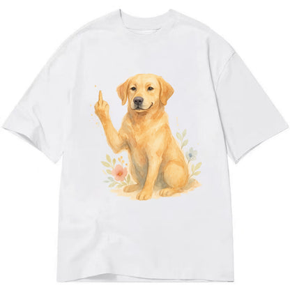 Labrador Retriever yellow sitting pretty, friendly face, strong paw up with sass - Classic T-shirt - White