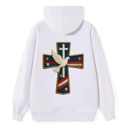 Dove and Cross  - Classic Pullover Hoodie - White