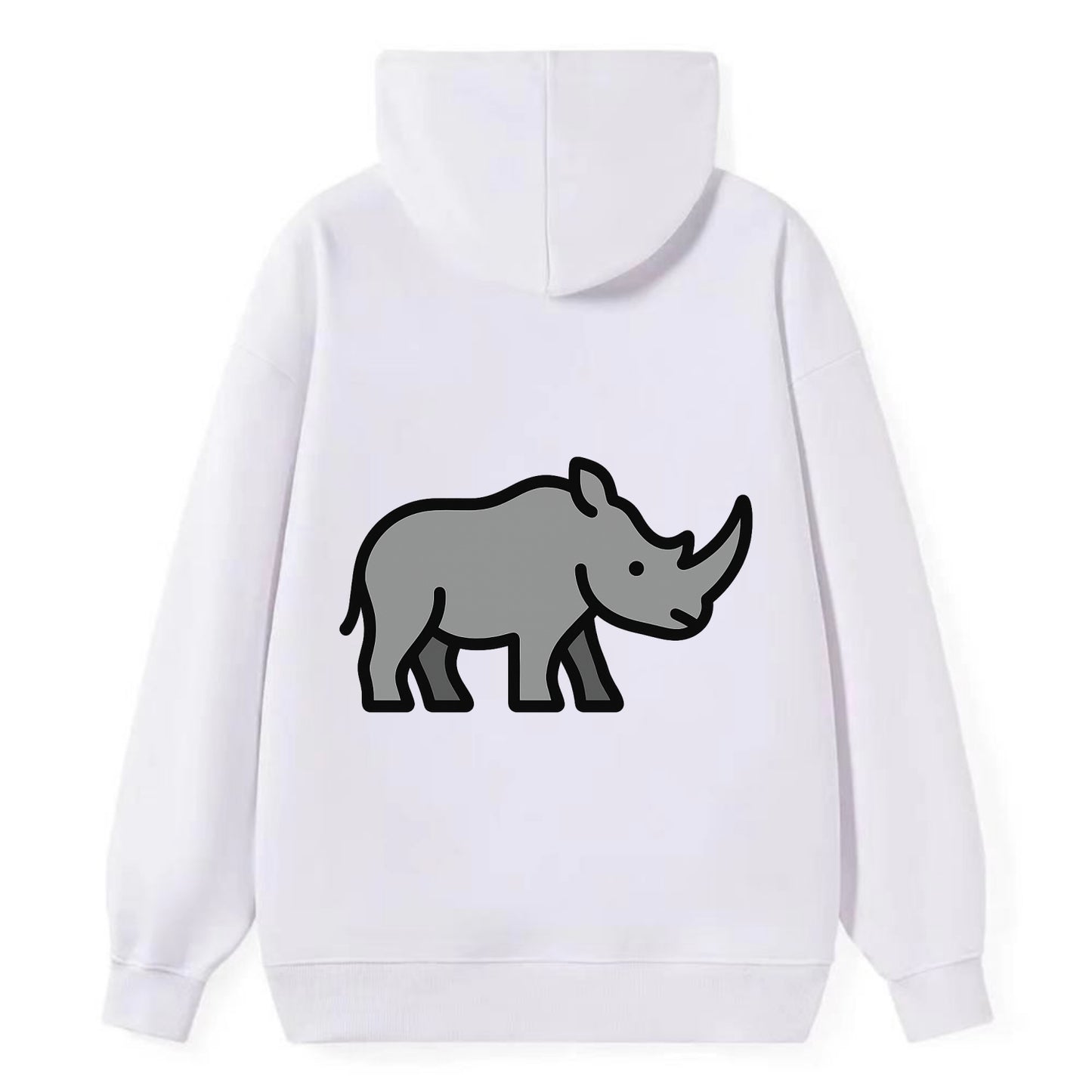 Rhinoceros - Gray with horn flat side profile - Classic Pullover Hoodie - White