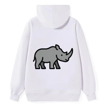 Rhinoceros - Gray with horn flat side profile - Classic Pullover Hoodie - White