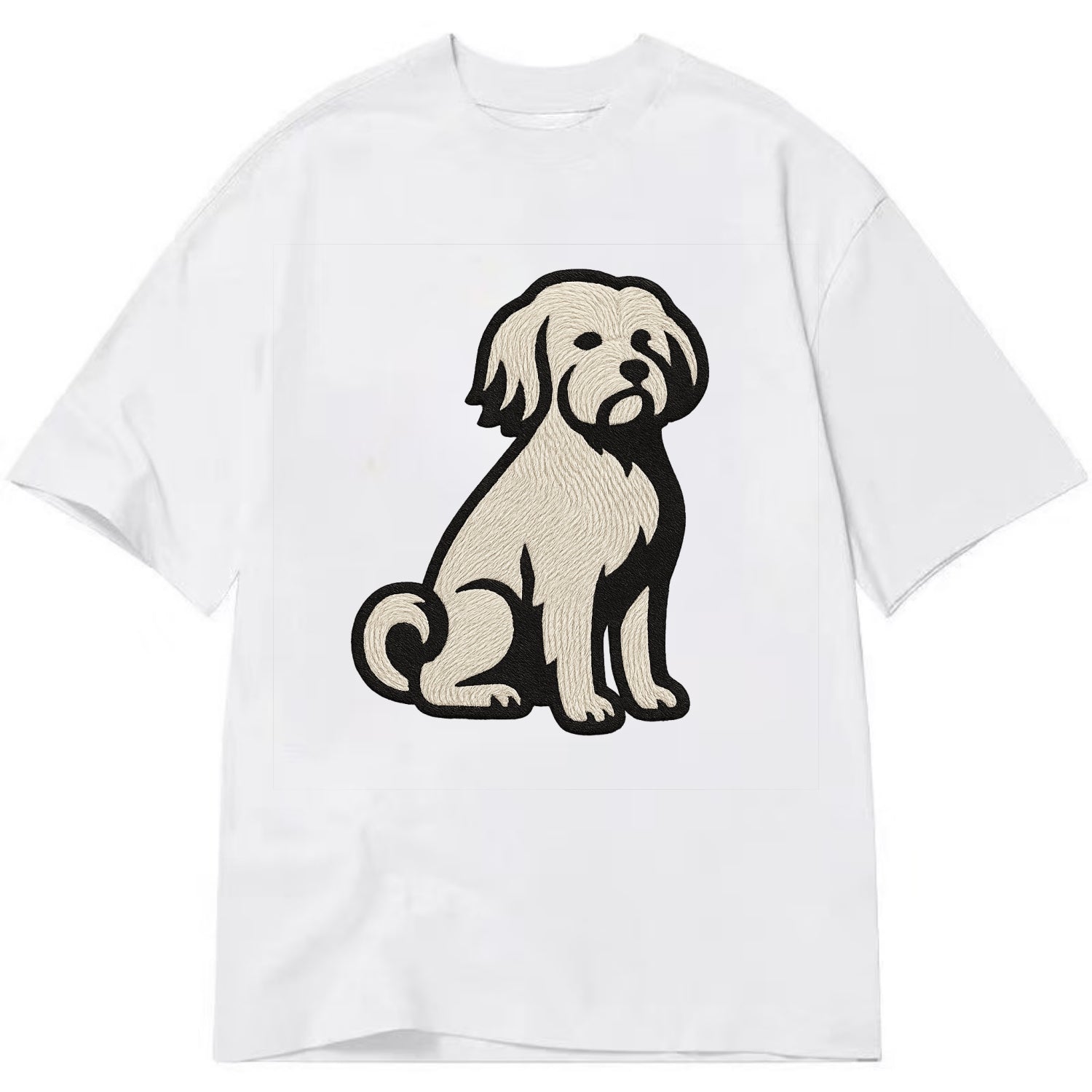 Löwchen - Little Lion Dog white embroide - Classic T-shirt - White
