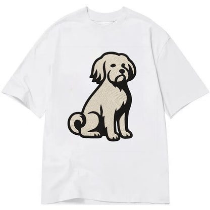 Löwchen - Little Lion Dog white embroide - Classic T-shirt - White