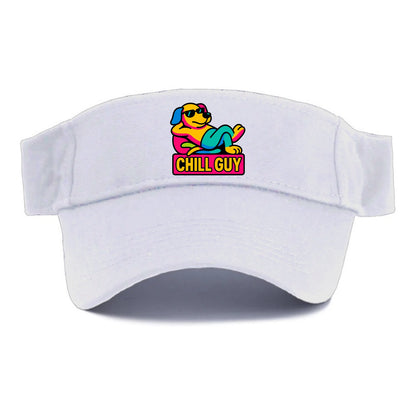 Super relaxed dog character lounging unbothered - "Chill Guy" meme energy, laid back vibes - Visor - White
