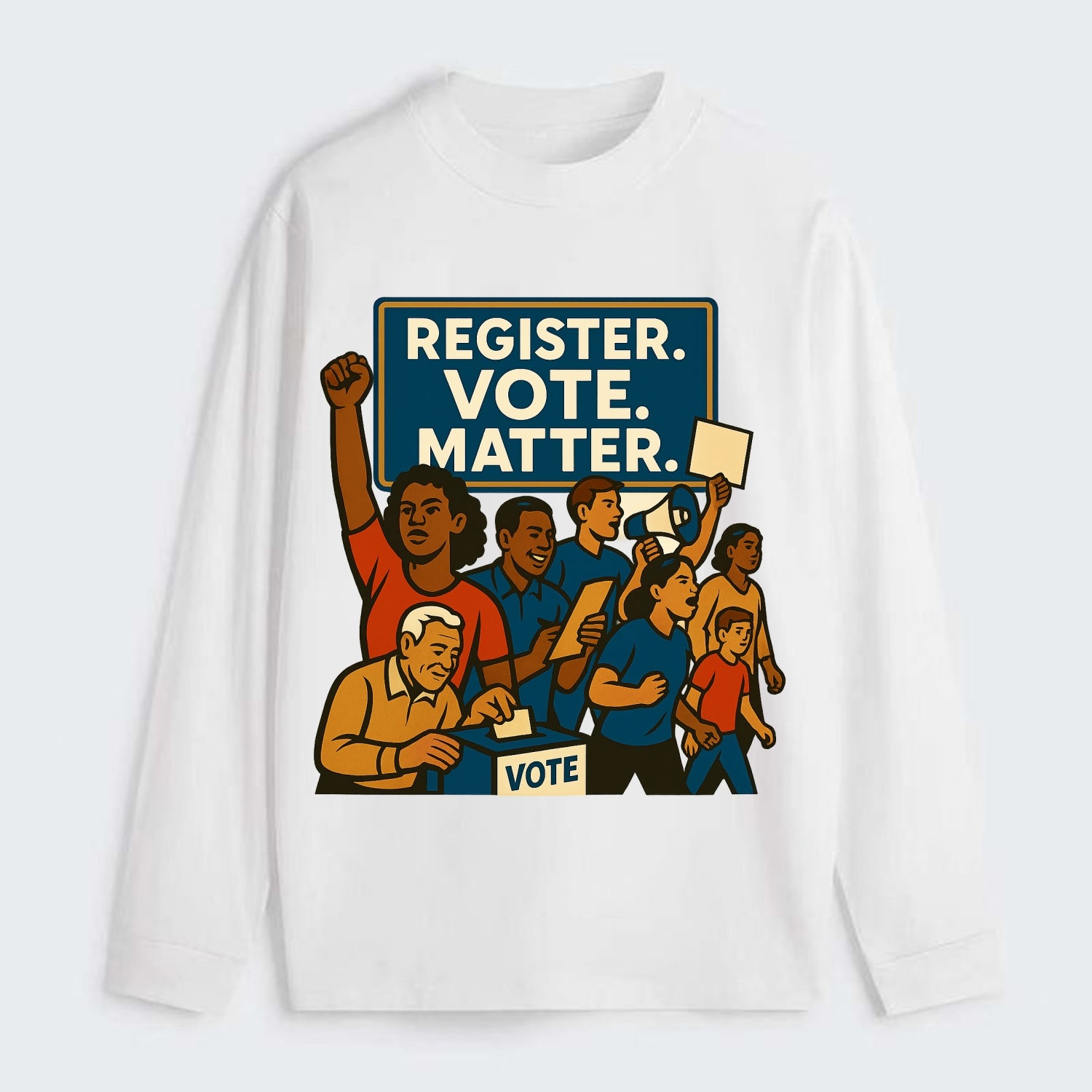 Voter registration drive bringing community together - "Register. Vote. - Classic Long Sleeve Shirt - White