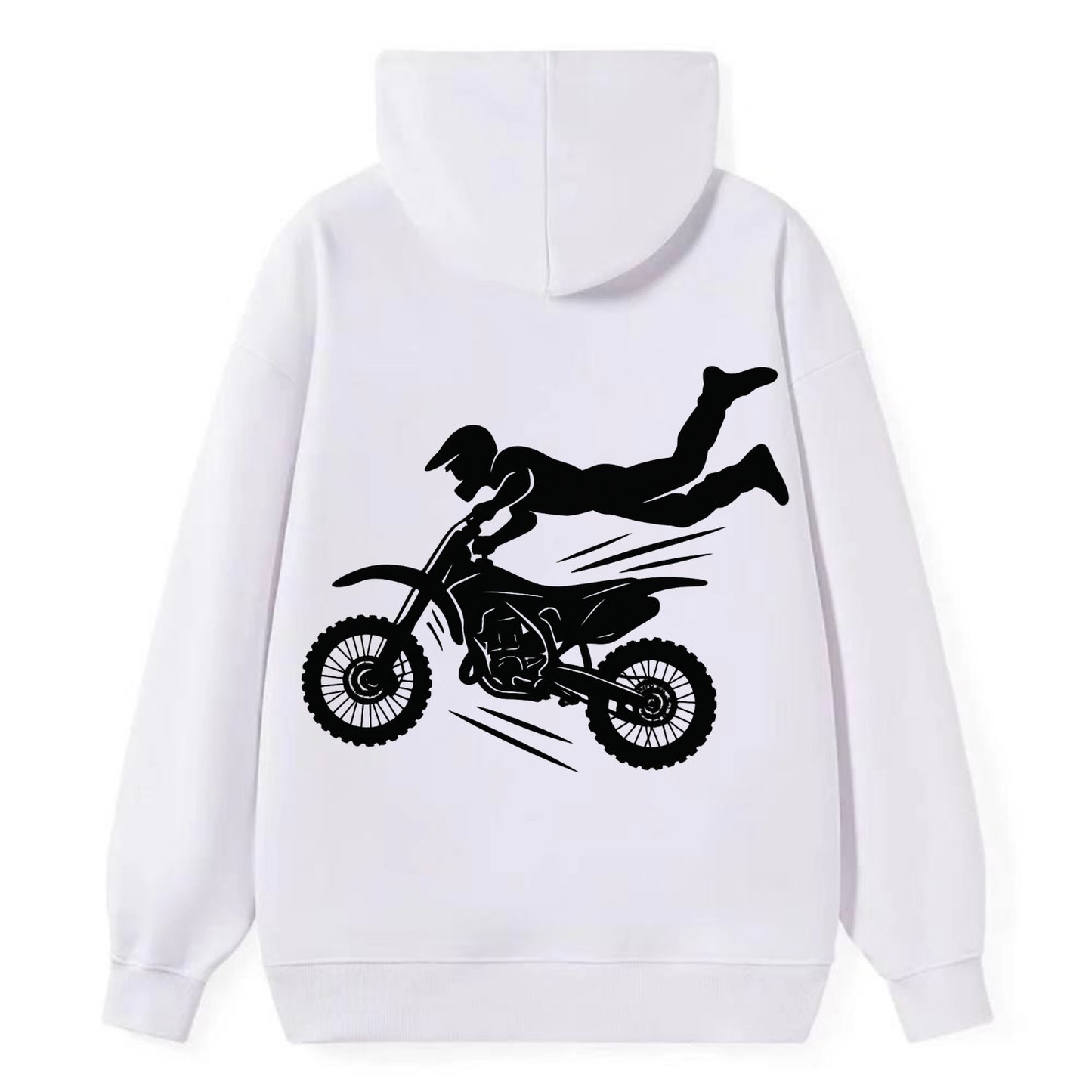Motocross rider airborne trick - Classic Pullover Hoodie - White