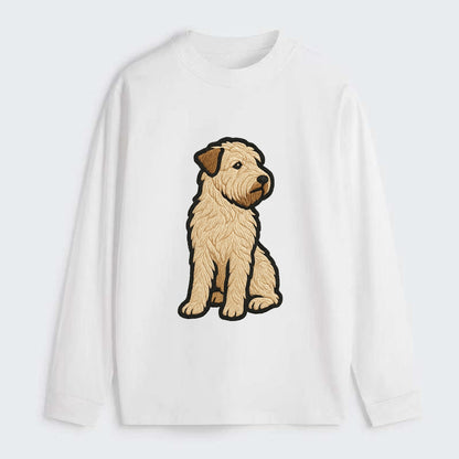 Soft Coated Wheaten Terrier - Light tan flowing coat embroidered pose - Classic Long Sleeve Shirt - White