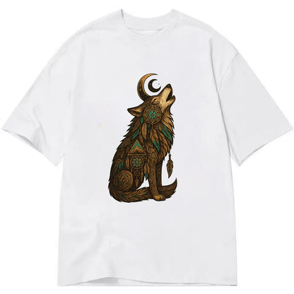 Celestial Moon Wolf  - Classic T-shirt - White