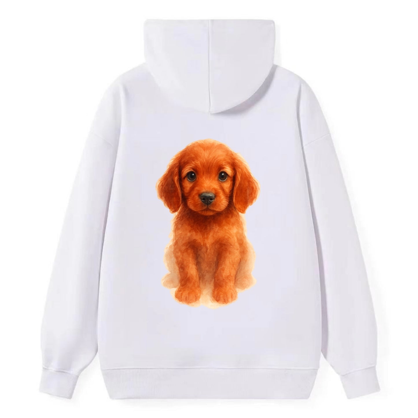 Baby Irish Setter Puppy - mahogany red coat, feathered ears, friendly - Classic Pullover Hoodie - White