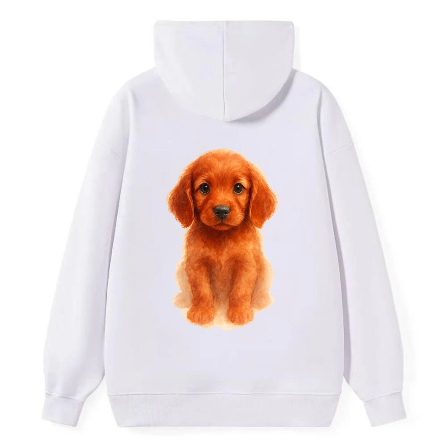 Baby Irish Setter Puppy - mahogany red coat, feathered ears, friendly - Classic Pullover Hoodie - White