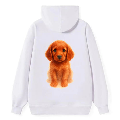 Baby Irish Setter Puppy - mahogany red coat, feathered ears, friendly - Classic Pullover Hoodie - White